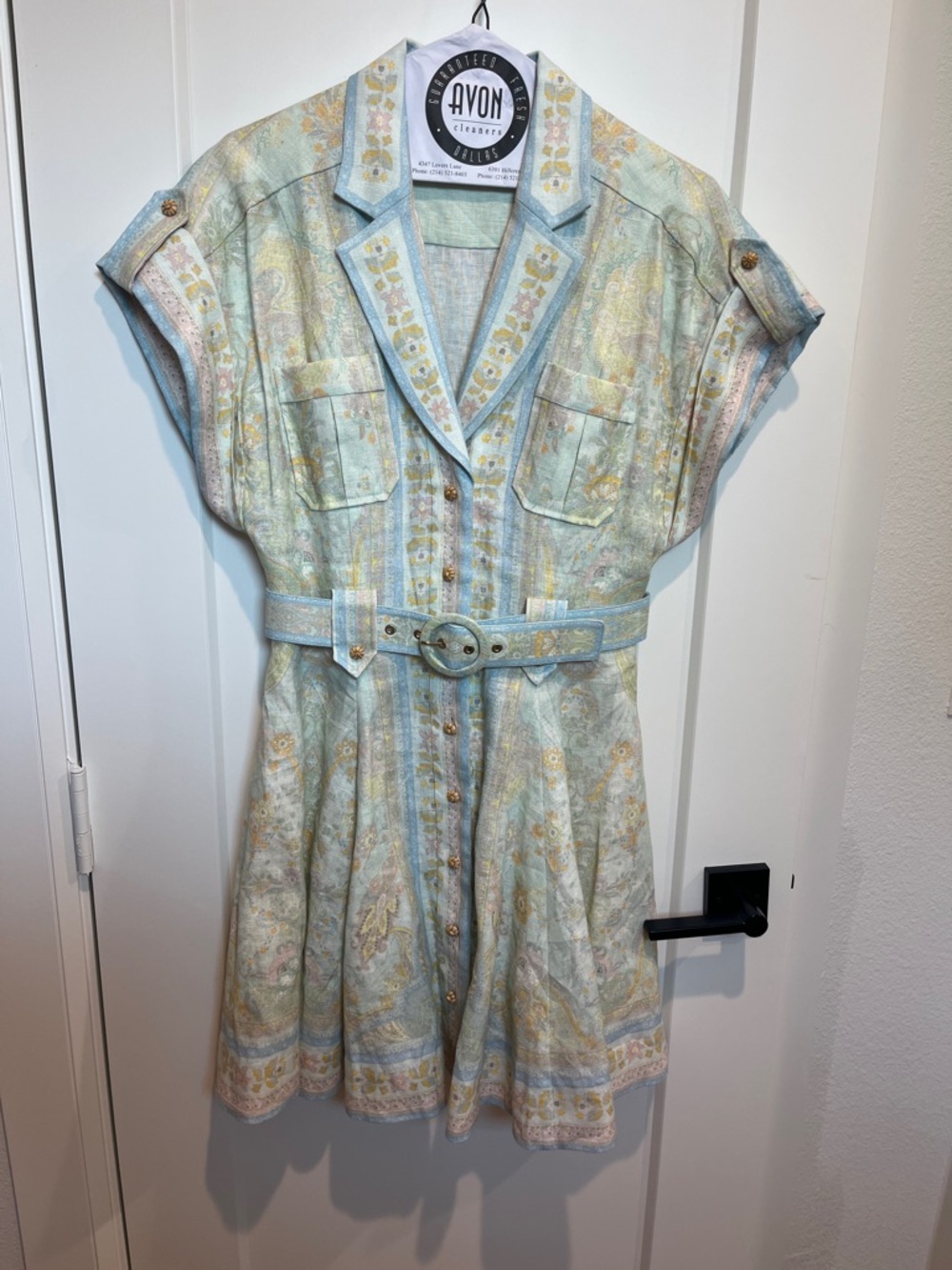 Zimmermann Pastel Mint & Soft Yellow Floral Mini Dress